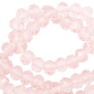 Faceted glass beads 8x6mm disc Crystal blush rose-pearl shine coating